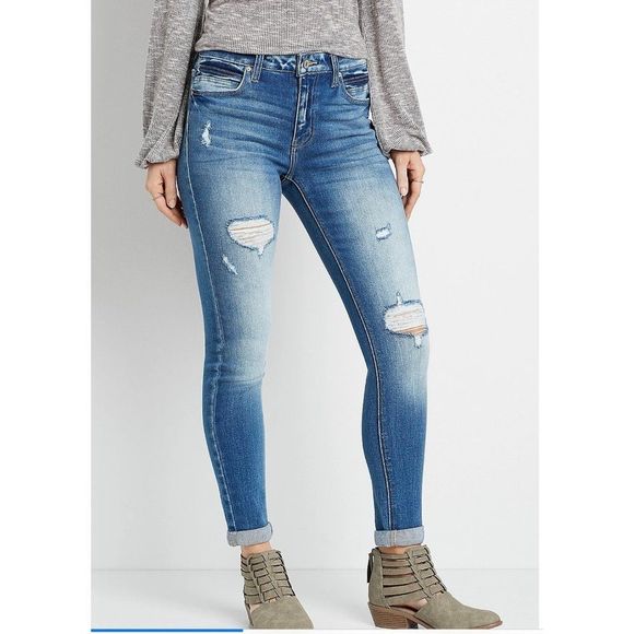 KanCan™ High Rise Curvy Rolled Hem Skinny Jean Size 28 - Picture 1 of 10